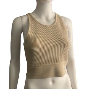 House of Harlow 1960 Size M Ribbed Beige Knit Tank Top Crop Luxxe Essentials